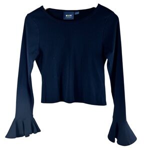 Maeve Bell Sleeve Black Top Women’s Small Cropped